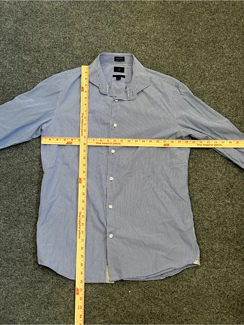 Banana Republic Men’s Long Sleeve Button-Up Shirt, Blue w/ White Stripes, Large
